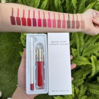 Maquillage Lèvres Femme Rouge à Lèvres Liquide 135 Couleurs avec Kit Crayon Lèvres Anti-Transfert Vegan Mat Étiquette Privée
