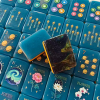 Mahjong américain personnalisé bleu fantaisie à trois couches pour 4 personnes, jeu d'intérieur de luxe, cadeau