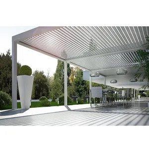 Neueste Moderne terrasse aluminium motorisierten pergola jalousie dach system mit wind sensor aluminium pergola hersteller