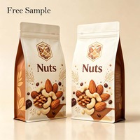 Op maat gemaakte platte bodem pouch met ritssluiting, vochtbestendige verpakking voor gemengde noten, gedroogd fruit en gezonde snacks.
