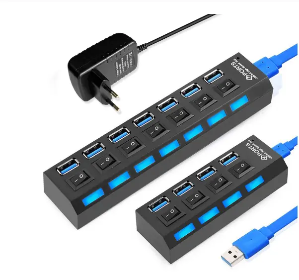 USB 3.0 HUB Multi USB Splitter USB 3 Hab Utilizzare L'adattatore di Alimentazione 3.0 4/7 Porte di Espansione PC Accessori Per Computer