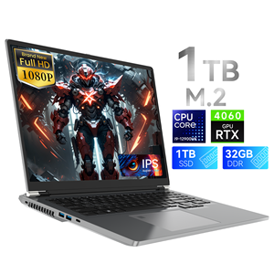 Ordinateur portable de jeu 16 pouces 16:10 I9-12900HK en gros d'usine, 14 cœurs, RTX 4060 8 Go GDDR6, 16 Go RAM, écran 1920x1200 144Hz, SSD I91246-1 - Product Image 1