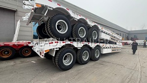 Semi-remorque africaine à 3 essieux, 60 <span class=keywords><strong>tonnes</strong></span>, en acier au carbone, plateau surbaissé avec pneus spéciaux 12R20 pour zones minières - Product Image 4