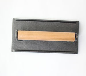 Parrilla <span class=keywords><strong>de</strong></span> barbacoa personalizada, prensa, mango <span class=keywords><strong>de</strong></span> madera, hierro fundido, tocino, <span class=keywords><strong>hamburguesa</strong></span>, bistec, peso - Product Image 2