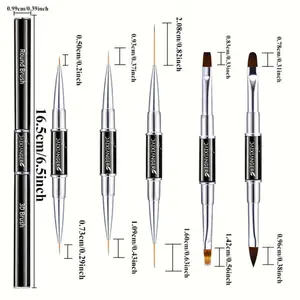 5 पीस/सेट डबल-हेडेड नेल आर्ट पेंटिंग ब्रश पेन मैनीक्योर टूल आरामदायक हैंडल के साथ प्रोफेशनल नेल आर्ट डेकोरेशन