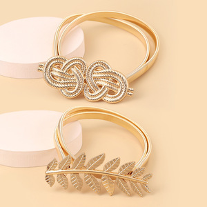 Cinturón Elástico Delgado de Metal Elegante para Mujer, con Lazo de Corazón <span class=keywords><strong>Dorado</strong></span> y Flor, Cadena Elástica para la Cintura, Cinturón Decorativo Delgado para Vestido - Product Image 3