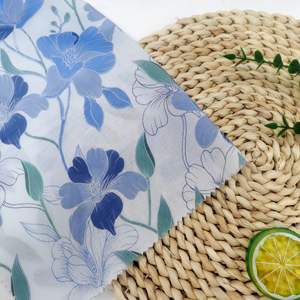 <span class=keywords><strong>Tissu</strong></span> imprimé en coton biologique tissé sur mesure, poids moyen 70 g/m², motif floral bleu, pour vêtements de bébé filles et garçons - Product Image 5