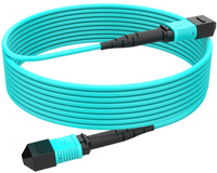 Kabel Patch MPO-MPO, Serat Multimode OM4, Serat 8-inti untuk Transceiver QSFP+, 6-Meter(20ft) 8 Untaian