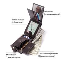 Portefeuille décontracté pour homme, style horizontal, cuir de vachette pleine fleur, plusieurs emplacements pour cartes, bouton, porte-monnaie court, cuir véritable, couleur unie