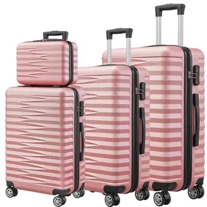 Ensemble de bagages personnalisé de 4 pièces Ensemble de bagages de grande capacité Bagages à roulettes ABS Sacs de voyage à roulettes Ensembles de bagages de voyage