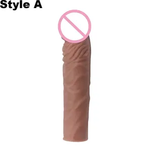 Beliebte Sexspielzeug für Erwachsene Silikon Wieder verwendbare große Dildo Sexy Penis Ärmel Extender Vergrößerung Kondome für Männer - Product Image 6