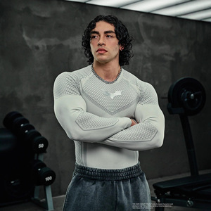 Maglia Sportiva <span class=keywords><strong>da</strong></span> Uomo per Corsa e Fitness, Traspirante, ad Asciugatura Rapida, con Motivo a Pipistrello, Manica Lunga, Stile Classico <span class=keywords><strong>da</strong></span> Strada - Product Image 2