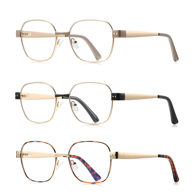 Retro Square Blue Light Blocking Optical Frames With Two Tone Temples and Gold Rim 2026 for Digital Lifestyle Men Women