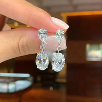 CAOSHI Haute Qualité Goutte D'eau Ovale Cristal Cubique Zircone Charme Boucles D'oreilles Pour La Mariée Femmes Bijoux De Mariage CZ Pendentif Boucles D'oreilles