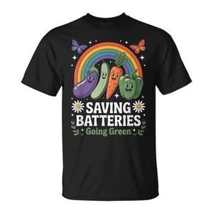 T-shirt végétarien et végétalien pour protéger les batteries et respecter l'environnement - Product Image 1