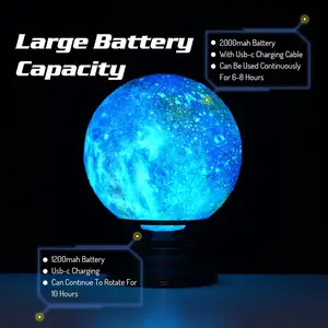 Lampu Bulan 3D Multifungsi Lampu Bayi Galaksi Tidur Mesin Suara Kontrol Aplikasi Pintar Lampu Bangun Alarm Jam Speaker BT