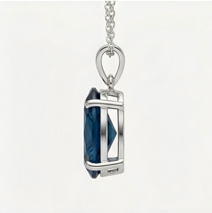 <b>Blue</b> Fancy Zircon Pendant Vintage Silver Tone <b>Necklace</b> Link Chain Jewelry for Women Wedding Gift - Product Image 2