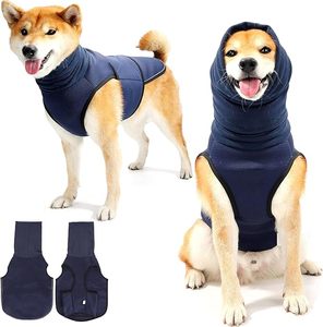 سترة تهدئة للكلاب عاكسة للضوء وقابلة للتنفس مع غطاء للرأس، سترة قابلة للتعديل لتخفيف قلق الحيوانات الأليفة - Product Image 1