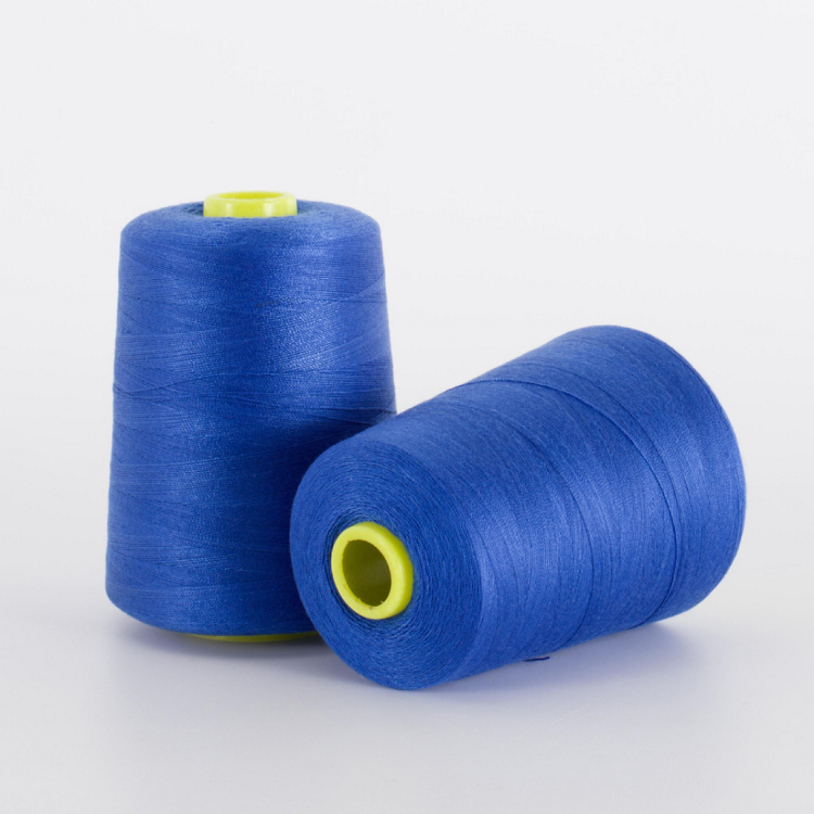 Оптовая продажа синий цвет 40/2 3000yds 100% полиэфирная швейная нить для швейных машин
