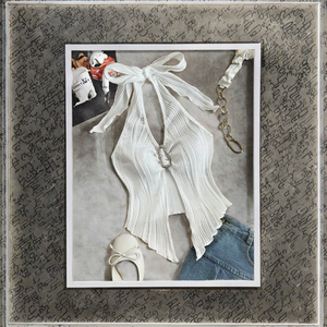 Top Corto de Punto Transpirable Estilo Y2K para Mujer, Sin Mangas, Espalda Descubierta, Sexy, Cuello Halter, para Verano - Product Image 2