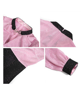 Personnaliser la conception pailletée française <span class=keywords><strong>volant</strong></span> col en V rose brillant et <span class=keywords><strong>robe</strong></span> noire découpée <span class=keywords><strong>robe</strong></span> <span class=keywords><strong>droite</strong></span> Slim Fit - Product Image 3