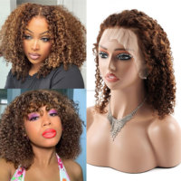 Perruque courte bouclée Pixie bon marché en cheveux humains, perruque en dentelle complète HD, fournisseur de perruques en dentelle frontale vierge indienne pour femmes noires