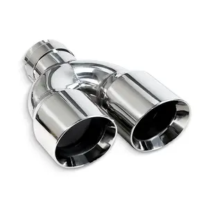 SS304 Universal Auto Exhaust Tip Double End Pipe for BMW BENZ VW Golf Dual Exhuast Tip