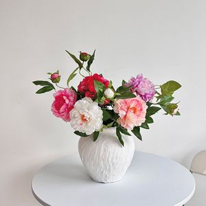 Ramo de Flores de Peonía Artificial, Blanco, Rosa, Rojo, de Plástico y Seda, Alta Simulación, Decoración para el Hogar, Bodas, Fotografía - Product Image 2