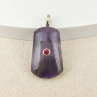 Pendentif en pierres naturelles assorties en forme de cercueil, Amazonite, Quartz Rose, Obsidienne, Améthyste, Œil de Tigre, avec zircon incrusté