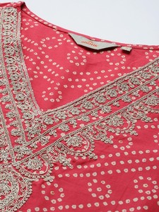 Kurta de algodón puro estampado con motivos étnicos con pantalones y estilo pakistaní indio Dupatta - Product Image 2