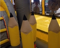 Balon ajaib Bus sekolah rumah bouncing Jumper mobil kuning Combo Slide rintangan melompat rumah