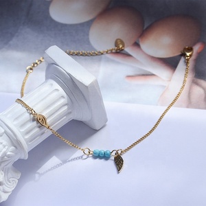 Delicado nuevo encanto de moda tobilleras de acero inoxidable cadena azul turquesa cuenta ala colgante tobillera pulseras de tobillo mujer <span class=keywords><strong>pie</strong></span> joya - Product Image 5