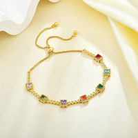 YILUN 925 Sterling Silber 18K Vergoldetes Regenbogen-CZ-Schiebe-Armband Verstellbare Bolo-Kastenkette Schmuck Großhandel