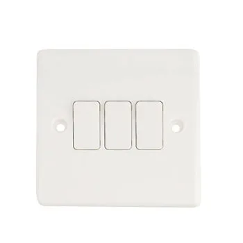 Bakelite British Range BS UK Standard Push Button 1/2 Way Electrical 3 Gang Light Wall Switch