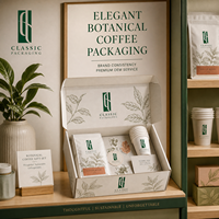 Kit d'emballage de luxe personnalisé pour café : Sacs, boîtes d'expédition et autocollants pour marque de café V60 – Emballage Bolsa