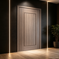Porte intérieure moderne en WPC Noyer, 50 mm, à âme pleine, étanche, pour projets d'appartements, d'hôtels et de chambres de villas