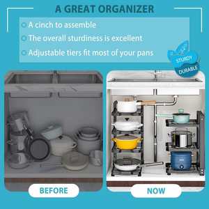 Étagère de rangement verticale moderne en fer à 4 niveaux, robuste et écologique, pour le salon, pour ranger des casseroles, des poêles, des ustensiles et des couvercles - Product Image 5
