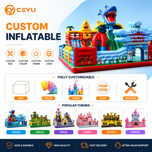 Castillo Inflable Comercial Ceyu con Diseño <span class=keywords><strong>de</strong></span> Oso Azul para Exteriores, Combo <span class=keywords><strong>de</strong></span> Brincolín con Tobogán Doble para Niños y Adultos - Product Image 3