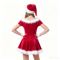 Costume de Père Noël pour enfants, robe en velours pour spectacle de Noël, ensemble chapeau en fausse fourrure, tenue de carnaval