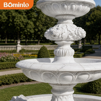 Fontaine Monumentale en Marbre Tête de Lion, Sculpture à 4 Niveaux, Fontaine d'Extérieur pour Jardin, Taille Personnalisée pour Villa de Luxe, Hôtel, Place Publique