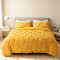 Ensemble de literie 3 pièces en polyester, style nordique moderne, couleur unie, avec housse de couette et taies d'oreiller à capitonnage, pour hôtel et maison