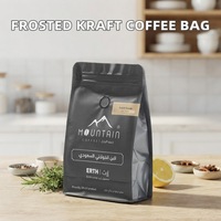 Sachets personnalisés à fond plat givré en papier kraft noir pour grains de café et sucre, avec fermeture éclair et valve de gaz, 250g, jetables