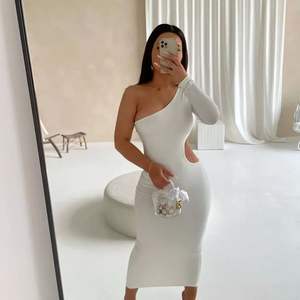 Vestido <span class=keywords><strong>Sexy</strong></span> de Color liso para mujer, vestido sexual largo de un hombro - Product Image 2