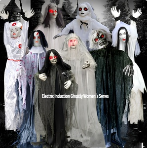 Décorations d'Halloween : Fantôme féminin, Fantôme blanc, Petit fantôme suspendu, Salle secrète, Parc à thème, Maison hantée, Accessoires électriques - Product Image 4