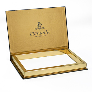 Boîtes cadeaux de luxe vides pour truffes au chocolat, avec couvercle à charnière magnétique, en carton noir, revêtement UV, gaufrage, pour bonbons gélifiés et écologiques - Product Image 1