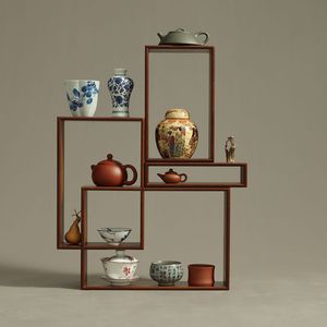 Modular Display Shelf Bamboo Tea Set Storage Rack Multi Layer Retro Color <b>Teacup</b> Teapot Organizer - Product Image 3