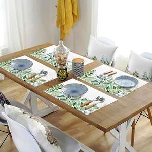Napperons aquarelle feuilles d'eucalyptus vert pour <span class=keywords><strong>tapis</strong></span> de Table de cuisine et tampons ensemble de Table à manger - Product Image 2