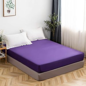 Drap-housse Royal Purple Queen 60x80 pouces, poches profondes, en coton, pour usage domestique, couleur unie, doux et respirant, protège-matelas - Product Image 2