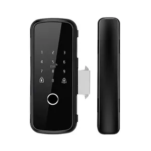 Acesso Remoto Bloqueio Eletrônico Inteligente Digital Cilindro Door Lock Cartão de Memória com Impressão Digital Frameless Glass Wifi 300 Peças 1PCS