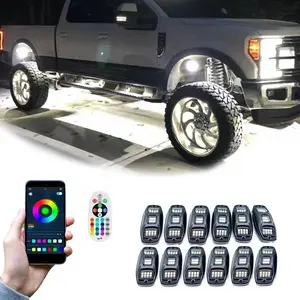 Adt luz de led multicolor para carro, luz de pedra, 4, 6, 8, 12 pods, com aplicativo, controle rgbw, decoração, para caminhão, barco, iate, neon